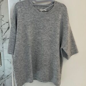 Free People Margot Oversized Short Sleeve Sweater - Heather Grey - M